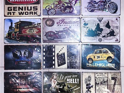 Tranh thiếc Vintage các kiểu size 30x20cm